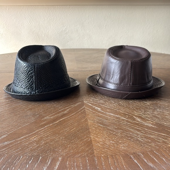Bundle of 2 Faux Leather Crocodile Jazz Look Men’s Fedora Hats - Picture 3 of 13